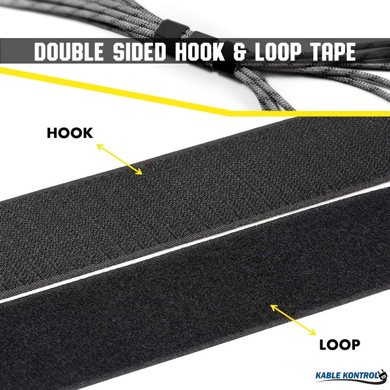 Kable Kontrol Hook and Loop Tape Roll â€“ 3/4â€ Wide x 75â€™ Ft Long â€“ Double Sided Heavy Duty Non-Adhesive Non-Sticky Nylon Reusable Fastener Strip Adjustable Strap Wire Organizer Cable Wrap â€“ Black - Image 3